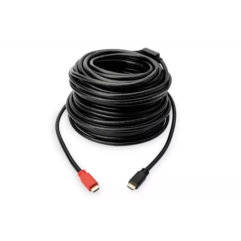 DIGITUS ASSMANN HDMI High Speed kabelis, A tips, ar pastiprinātāju. Vīr./Vīr., 15 m, ar Ethernet, Ultra HD 24p, CE, zelts melns