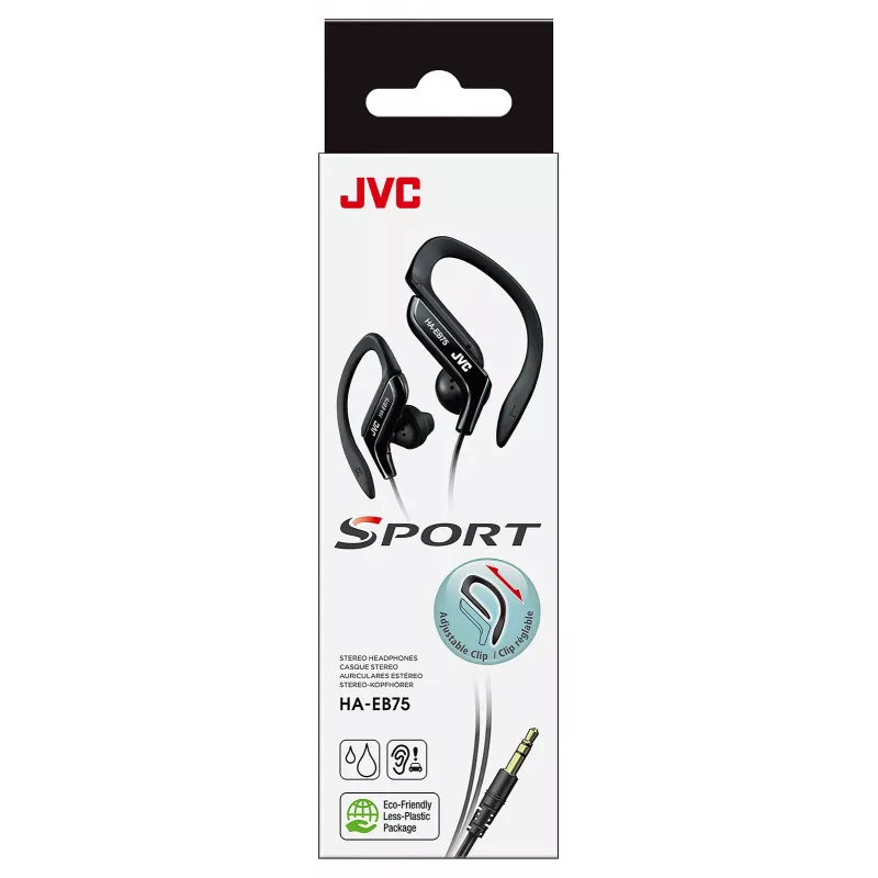 JVC HA-EB75 Sports Wired Melns, Wired, 16 - 20000 Hz, Music, 21.1 g, Headphones, Melns