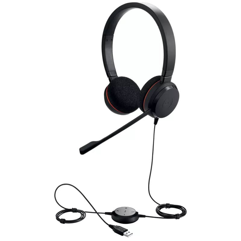Jabra Evolve 20 MS Stereo, vadu, birojam/zvanu centram, 150 - 7000 Hz, 171 g, austiņas, melna