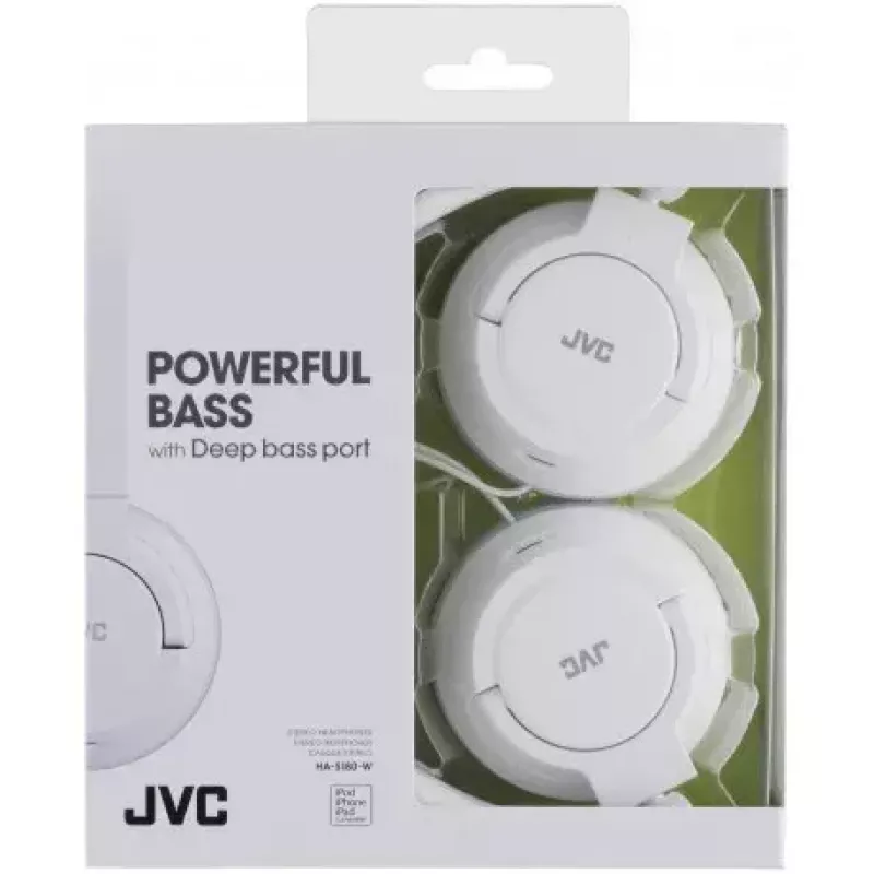 JVC HA-S180-W-E austiņas/headset ar vadu, galvas lentes tipa, mūzikai, baltas