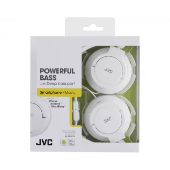 JVC HA-SR185-W-E vieglas austiņas, vadu, 10 - 22000 Hz, zvani/mūzika, 108 g, austiņas, balta