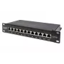DIGITUS CAT6A Patch Panel, ekranēts, 12 portu marķējuma lauks, 1U, 10 collu statīva montāža, melns RAL 9005