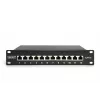 DIGITUS CAT6A Patch Panel, ekranēts, 12 portu marķējuma lauks, 1U, 10 collu statīva montāža, melns RAL 9005