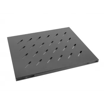 Plaukts statīvam LANBERG AK-1003-B — 1U 19 collu plaukts, 465×500×22 mm, 120 kg ietilpība, melns
