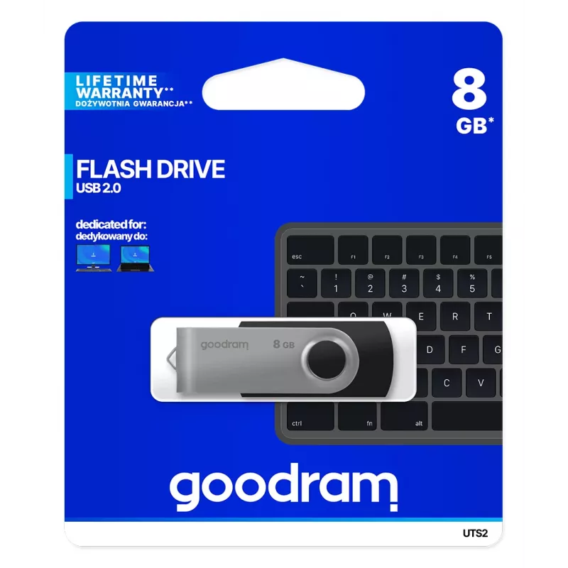 Goodram UTS2 USB zibatmiņa 8 GB USB Type-A 2.0 melna