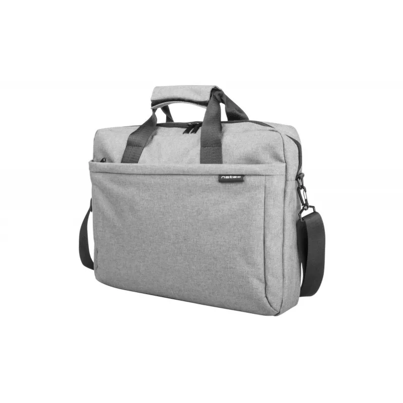 Messenger soma NATEC Mustela portatīvajiem datoriem līdz 39,6 cm (15,6 collām), poliesters, pelēka, priekšējā kabata, plecu siksna