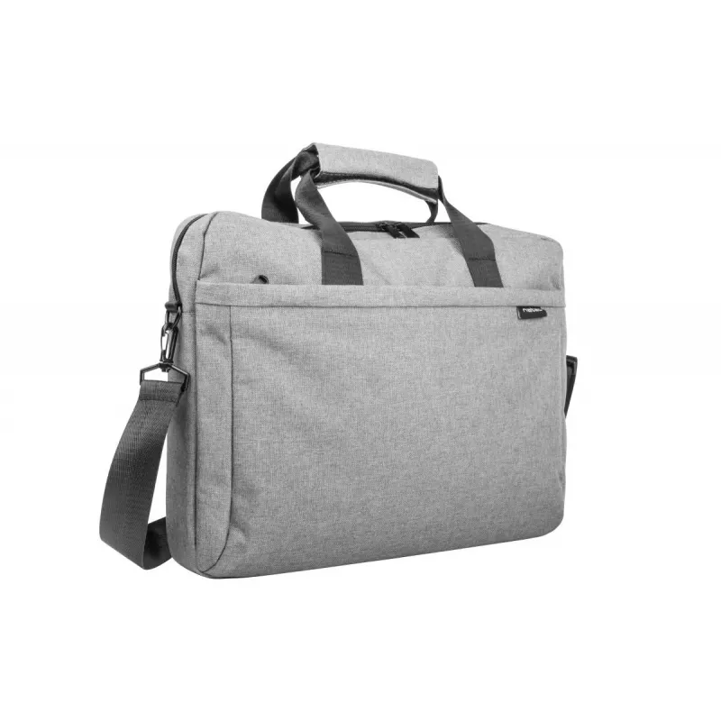 Messenger soma NATEC Mustela portatīvajiem datoriem līdz 39,6 cm (15,6 collām), poliesters, pelēka, priekšējā kabata, plecu siksna