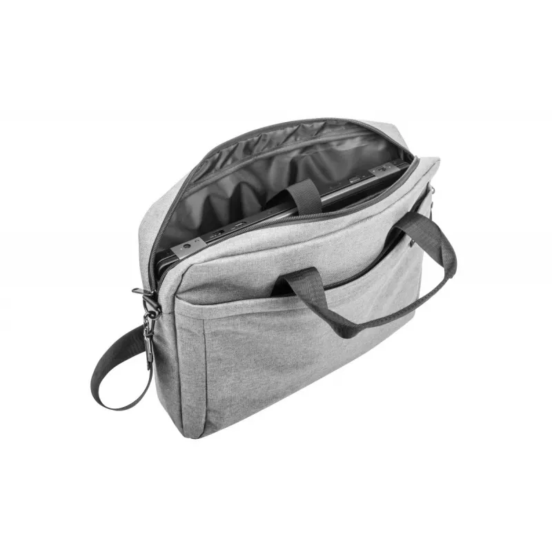 Messenger soma NATEC Mustela portatīvajiem datoriem līdz 39,6 cm (15,6 collām), poliesters, pelēka, priekšējā kabata, plecu siksna