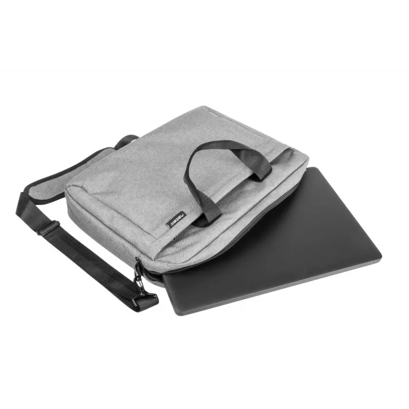 Messenger soma NATEC Mustela portatīvajiem datoriem līdz 39,6 cm (15,6 collām), poliesters, pelēka, priekšējā kabata, plecu siksna