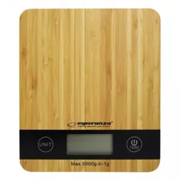 Elektroniskie virtuves svari ESPERANZA EKS005 — 5 kg ietilpība, 1 g precizitāte, bambusa platforma