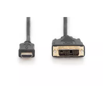 DIGITUS ASSMANN HDMI adaptera kabelis, tips A-DVI(18+1) M/M, 2m Full HD melns