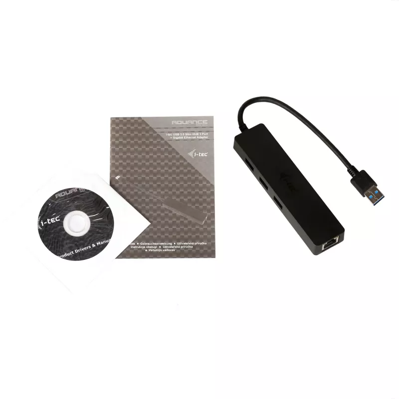 i-tec Advance USB 3.0 plāns HUB 3 portu Gigabit Ethernet adapteris, melns