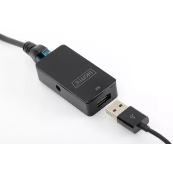 DIGITUS USB pagarinātājs USB 2.0 lietošanai ar Cat5/5e/6 (UTP STP vai SFT) kabeli līdz 50m