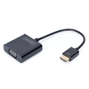 DIGITUS HDMI uz VGA pārveidotāja adapteris A tips - VGA (D-Sub) savienotājs, 3,5 mm audio ligzda, melns