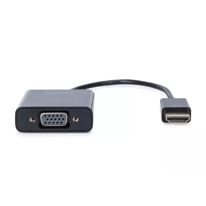 DIGITUS HDMI uz VGA pārveidotāja adapteris A tips - VGA (D-Sub) savienotājs, 3,5 mm audio ligzda, melns
