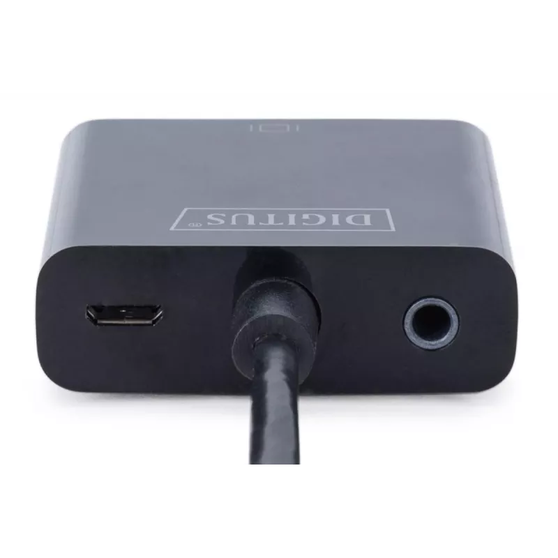 DIGITUS HDMI uz VGA pārveidotāja adapteris A tips - VGA (D-Sub) savienotājs, 3,5 mm audio ligzda, melns