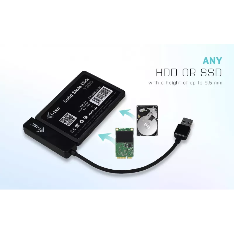 HDD/SSD korpuss i-tec MySafe USB 3.0 Easy 2,5 collu ārējais korpuss melns