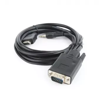 GEMBIRD HDMI uz VGA un audio adaptera kabelis, viena pieslēgvieta, 1,8 m - melns