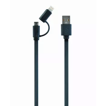 GEMBIRD USB uz Apple Lightning un Micro USB uzlādes kombinētais kabelis 1m - melns