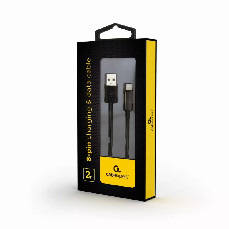 GEMBIRD USB uz Apple Lightning sinhronizācijas un uzlādes kabelis, 2m - melns