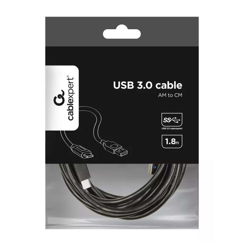 USB kabelis Gembird CCP-USB3-AMCM-6 USB 3.2 Gen 1 (USB-C uz USB-A) 1,8 m melns