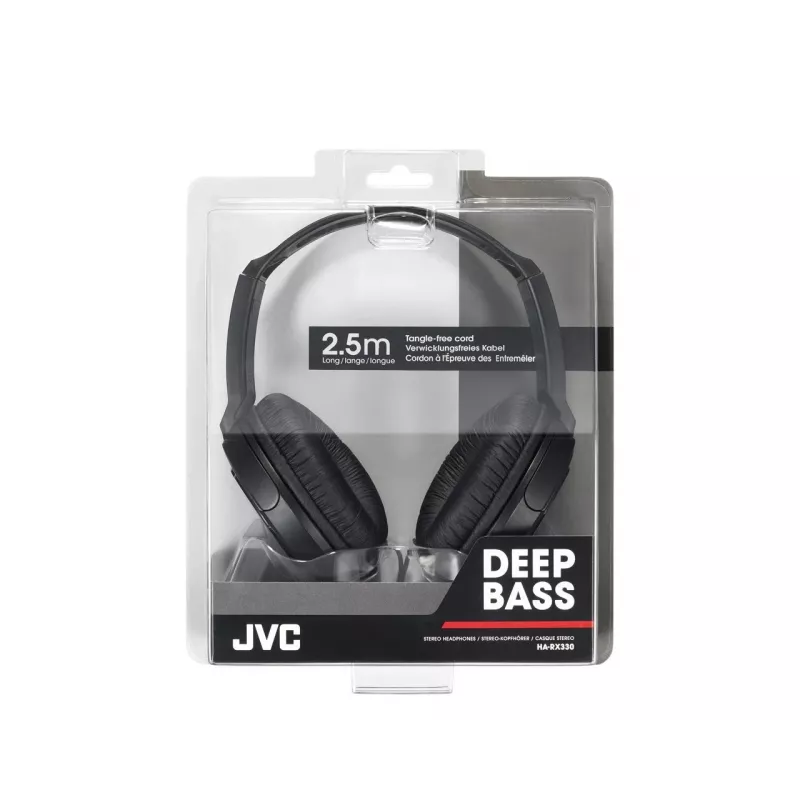 JVC HA-RX330-E austiņas, vadu, galvas saite, mūzikai, melnas