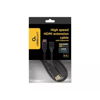 GEMBIRD ātrdarbīgs HDMI pagarinātāja kabelis ar Ethernet, 50 cm