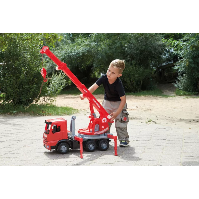 Lena GIGA TRUCKS ugunsdzēsēju celtņa mašīna Arocs, Celtņa mašīnas modelis, 3 gadi, Melna, Pelēka, Sarkana