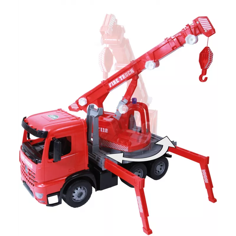 Lena GIGA TRUCKS ugunsdzēsēju celtņa mašīna Arocs, Celtņa mašīnas modelis, 3 gadi, Melna, Pelēka, Sarkana
