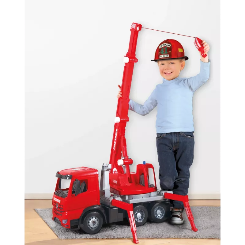 Lena GIGA TRUCKS ugunsdzēsēju celtņa mašīna Arocs, Celtņa mašīnas modelis, 3 gadi, Melna, Pelēka, Sarkana