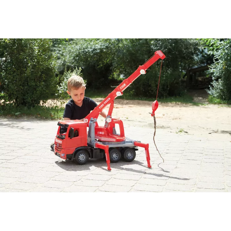 Lena GIGA TRUCKS ugunsdzēsēju celtņa mašīna Arocs, Celtņa mašīnas modelis, 3 gadi, Melna, Pelēka, Sarkana
