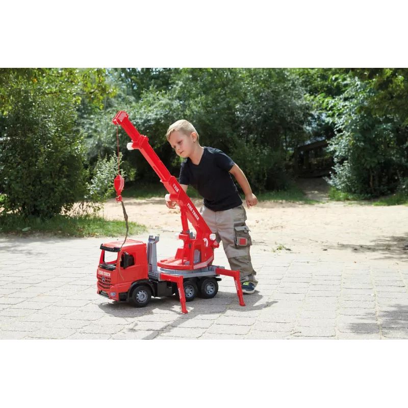 Lena GIGA TRUCKS ugunsdzēsēju celtņa mašīna Arocs, Celtņa mašīnas modelis, 3 gadi, Melna, Pelēka, Sarkana