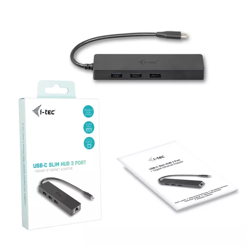 i-tec Advance USB-C plāns Passive HUB 3 Port + Gigabit Ethernet Adapter