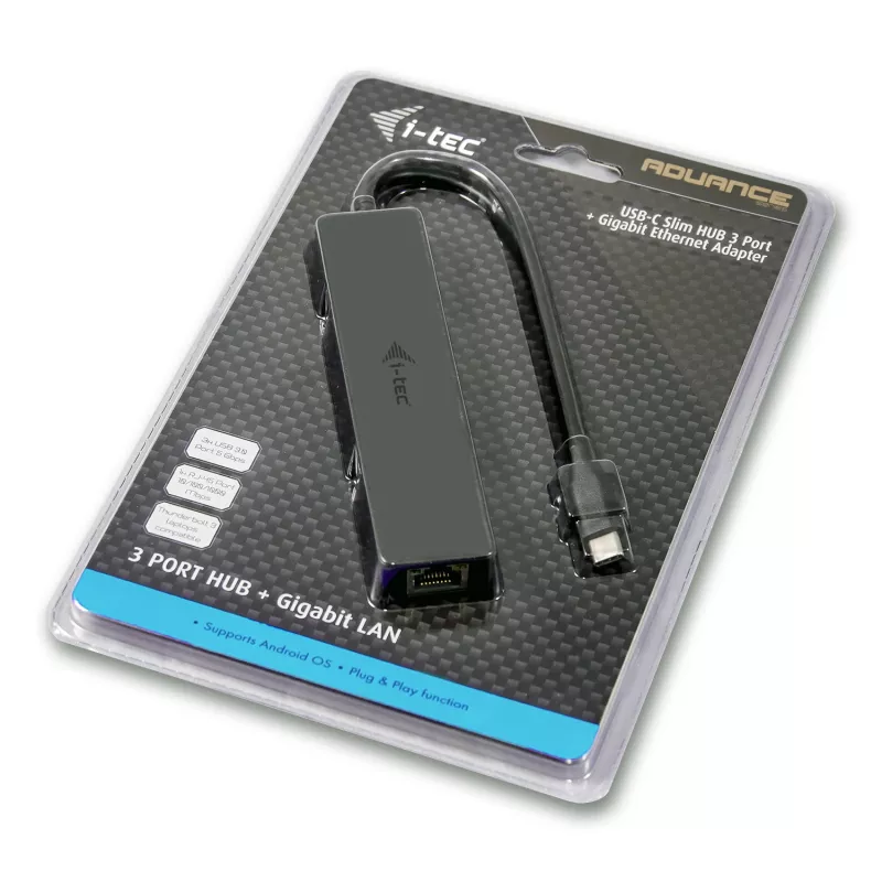 i-tec Advance USB-C plāns Passive HUB 3 Port + Gigabit Ethernet Adapter