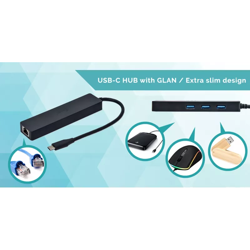 i-tec Advance USB-C plāns Passive HUB 3 Port + Gigabit Ethernet Adapter