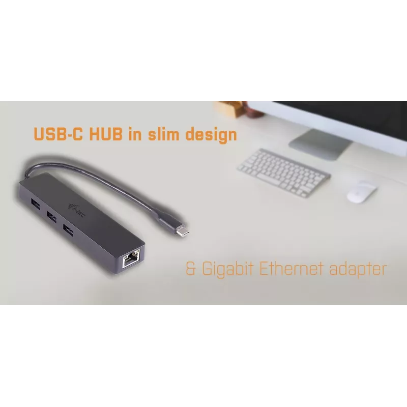 i-tec Advance USB-C plāns Passive HUB 3 Port + Gigabit Ethernet Adapter