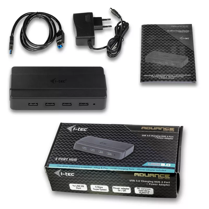 i-tec USB 3.0 Charging HUB 4 portu barošanas adapteris USB 3.2 Gen 1 Type-B