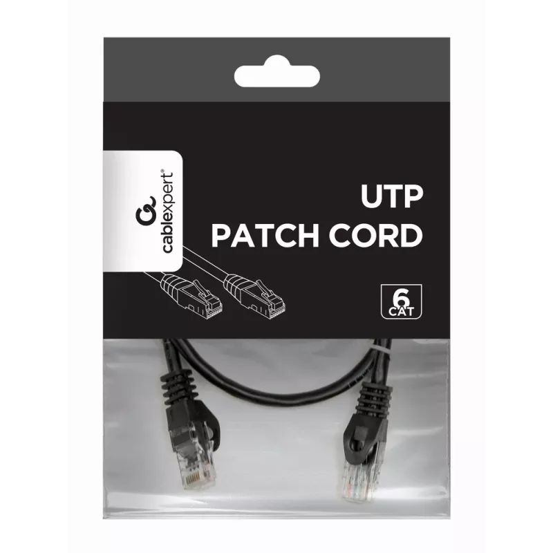 Tīkla kabelis Gembird PP6U-0.5M Melns Cat6 U/UTP