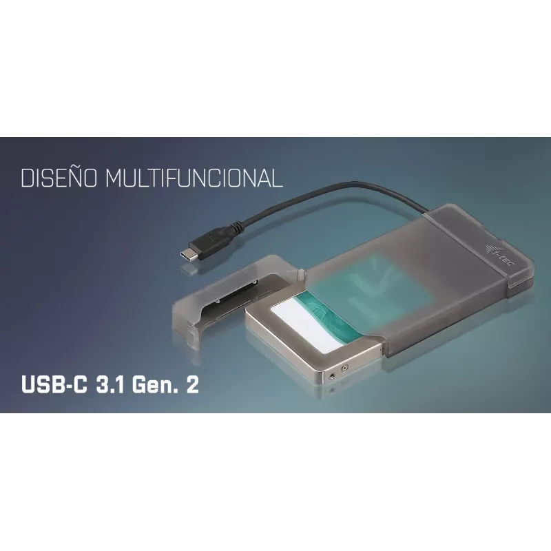 i-tec MySafe USB-C 3.1 Gen. 2 easy, HDD/SSD korpuss, 2.5 collas, Serial ATA, Serial ATA II, Serial ATA III, 10 Gbit/s, USB savienojamība, melns