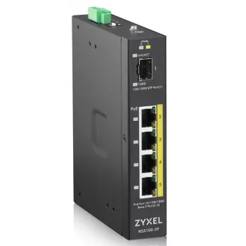 Zyxel RGS100-5P Nepārvaldāms L2 Gigabitu Ethernet (10/100/1000) Power over Ethernet (PoE) Melns