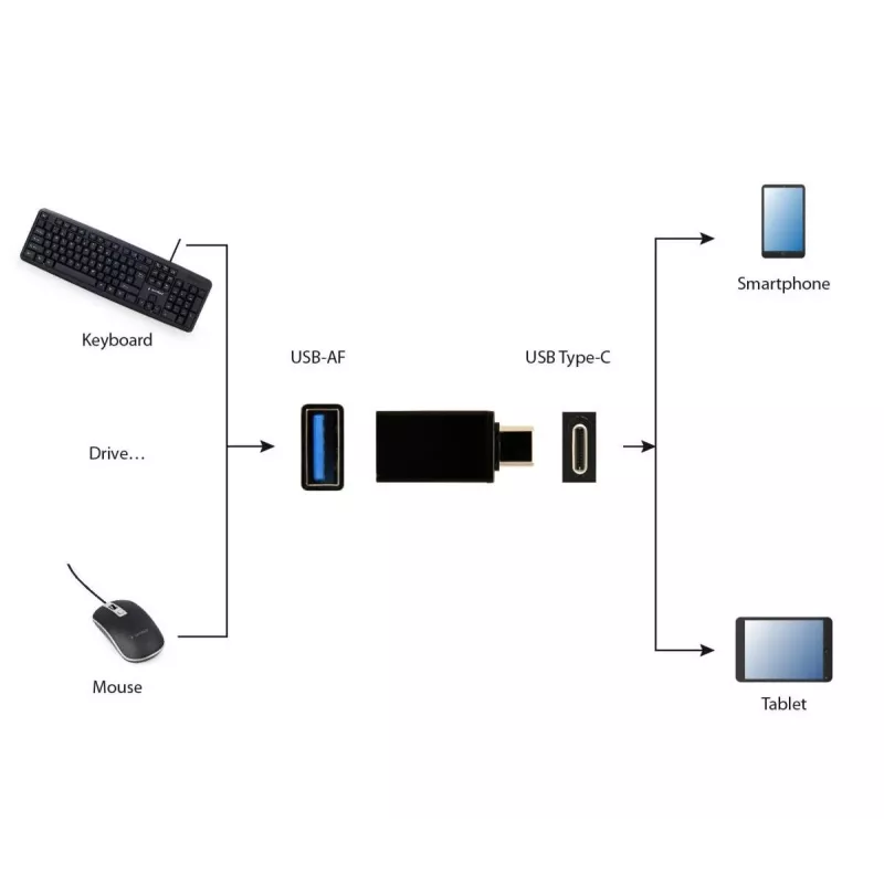 USB grafikas adapteris Gembird A-USB3-CMAF-01 — USB Type-C uz USB (USB 2.0 / 3.2 Gen 1), kompakts, melns