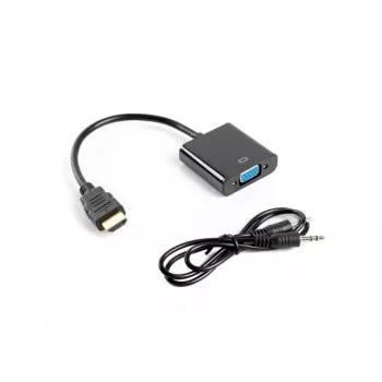 LANBERG Video kabeļa adapteris VGA (D-Sub) uz HDMI A tipa (standarta) 0,2 m Melns