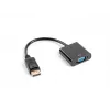Video kabeļa adapteris LANBERG AD-0002-BK — VGA (sieviešu) uz DisplayPort (vīriešu), 0,2 m, 1920×1200@60 Hz, DP 1.1a, melns
