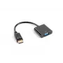 Video kabeļa adapteris LANBERG AD-0002-BK — VGA (sieviešu) uz DisplayPort (vīriešu), 0,2 m, 1920×1200@60 Hz, DP 1.1a, melns