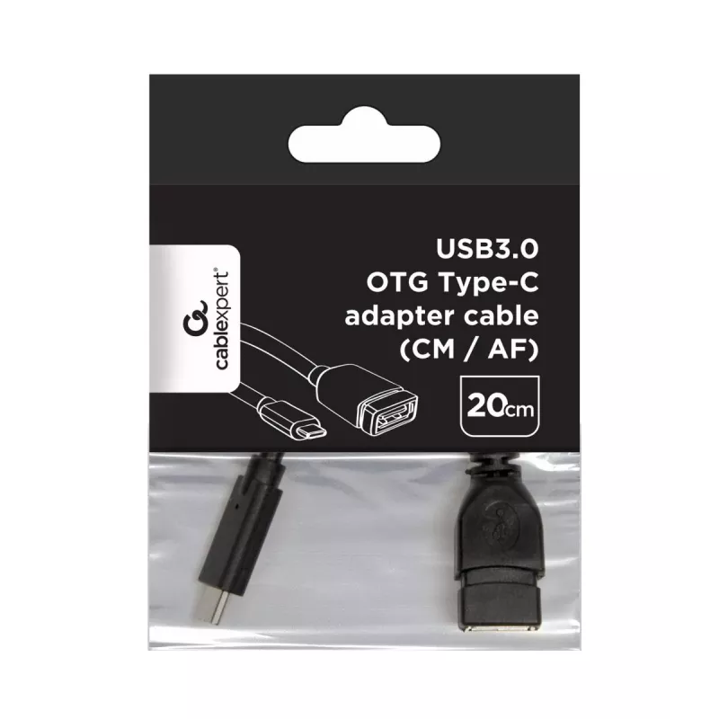 USB kabelis Gembird A-OTG-CMAF3-01, USB‑C uz USB‑A, 0,2 m, melns