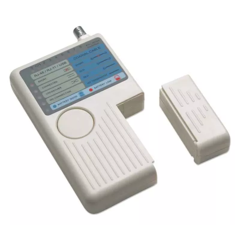 Intellinet 4-in-1 kabeļu testeris, RJ-11, RJ-45, USB un BNC, vienas pogas tests