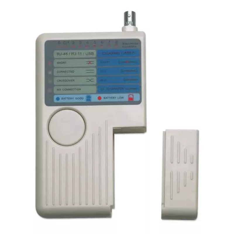 Intellinet 4-in-1 kabeļu testeris, RJ-11, RJ-45, USB un BNC, vienas pogas tests