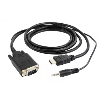 GEMBIRD HDMI uz VGA un audio adaptera kabelis, viena pieslēgvieta, 1,8 m - melns