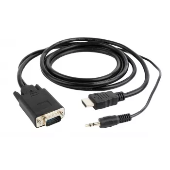GEMBIRD HDMI uz VGA un audio adaptera kabelis, viens ports, 3 m, melns