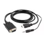 GEMBIRD HDMI uz VGA un audio adaptera kabelis, viens ports, 3 m, melns